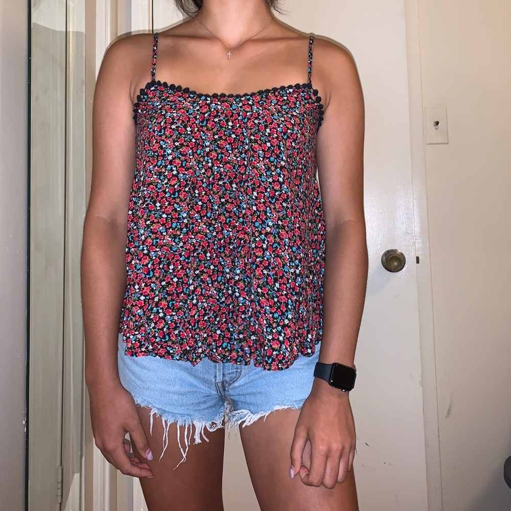 Forever 21 Floral Detail Spaghetti Strap Blouse
